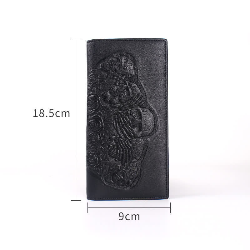 Punk Rock Black Rose & Skull Pattern Leather Wallet