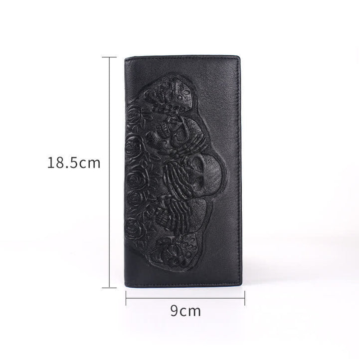 Punk Rock Black Rose & Skull Pattern Leather Wallet