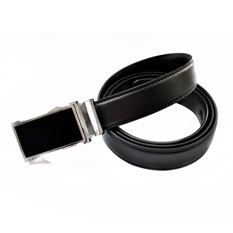 Functional Automatic Buckle Black Leather Belt With Lighter