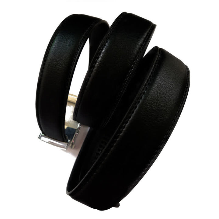 Functional Automatic Buckle Black Leather Belt With Lighter