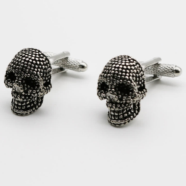 Men's 1 Pair Silver-Tone Punk Skull Head Cufflinks - Silver - image 0