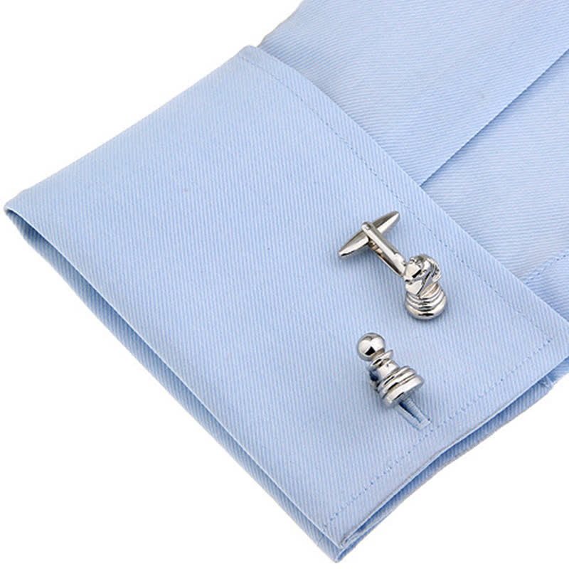 Men's 1 Pair Horse-Head Chess Silver-Tone Cufflinks - image 1