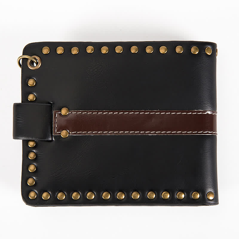 Skull Buckle Vintage Cross Chain Leather Wallet