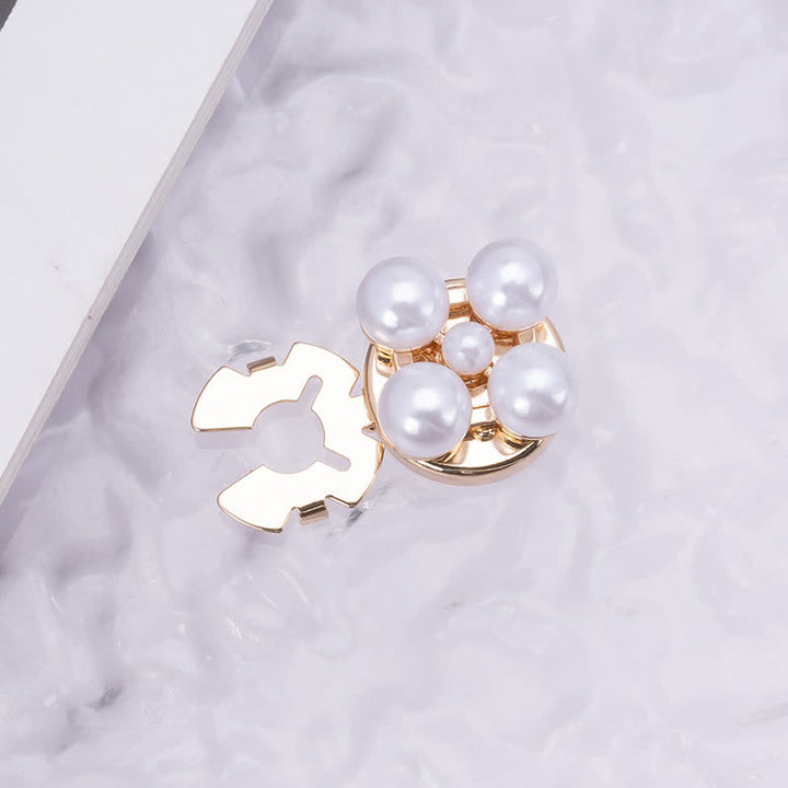 1 Pair Shiny Pearl Rhinestone Snap-On Button Covers