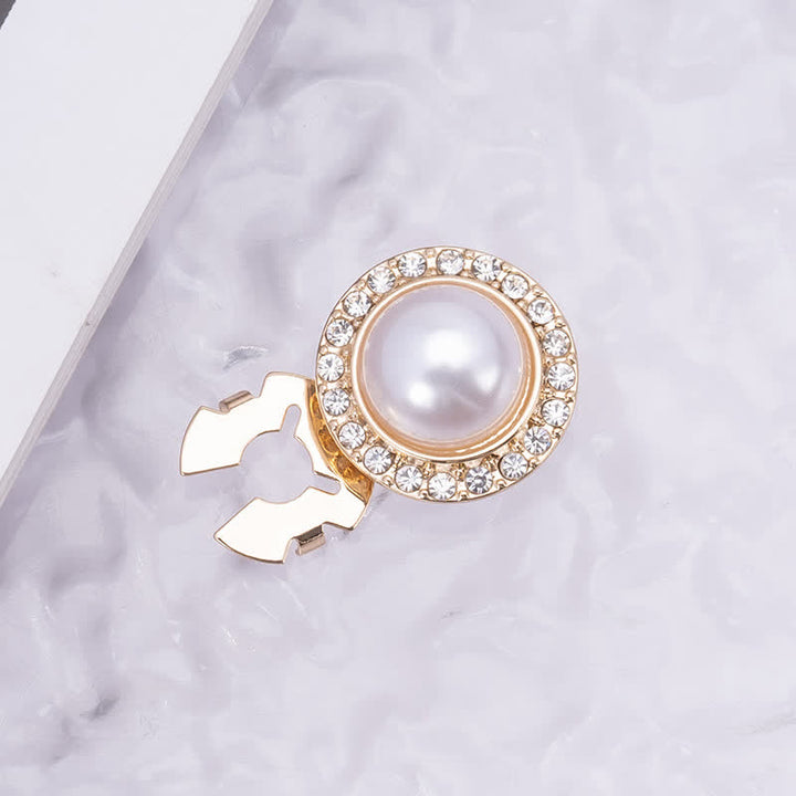 1 Pair Shiny Pearl Rhinestone Snap-On Button Covers