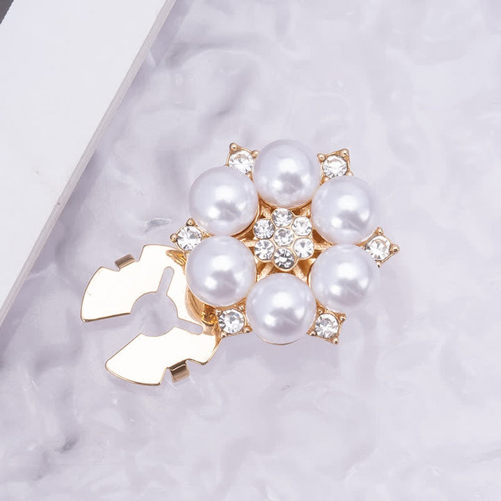 1 Pair Shiny Pearl Rhinestone Snap-On Button Covers