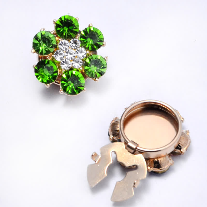 1 Pair Shiny Pearl Rhinestone Snap-On Button Covers