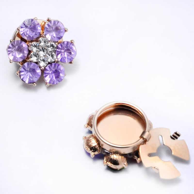1 Pair Shiny Pearl Rhinestone Snap-On Button Covers