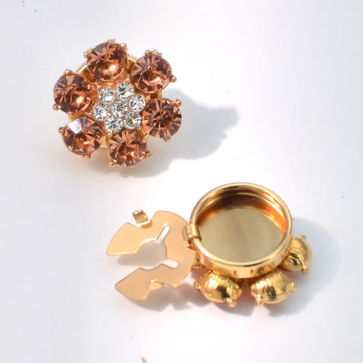 1 Pair Shiny Pearl Rhinestone Snap-On Button Covers