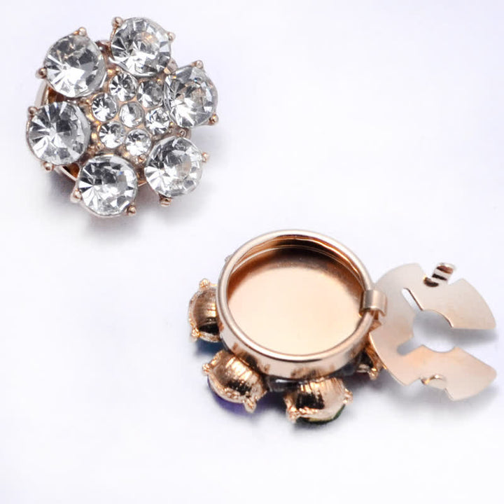 1 Pair Shiny Pearl Rhinestone Snap-On Button Covers