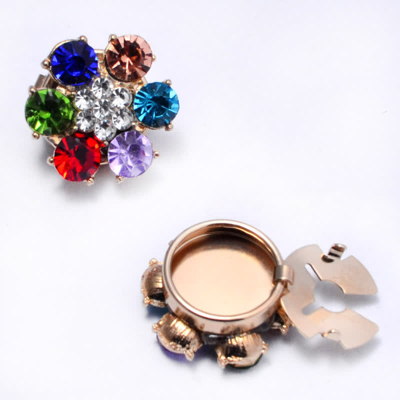 1 Pair Shiny Pearl Rhinestone Snap-On Button Covers