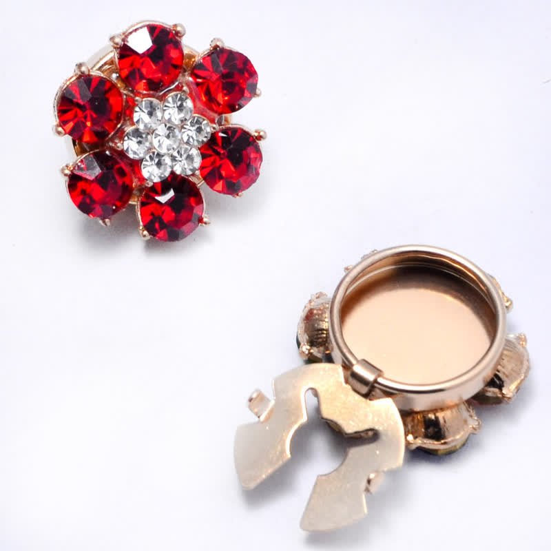 1 Pair Shiny Pearl Rhinestone Snap-On Button Covers