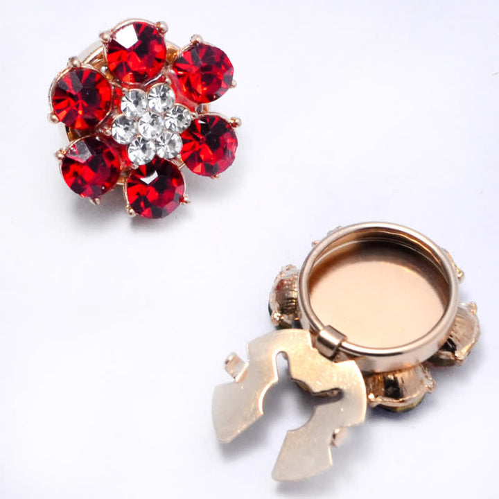 1 Pair Shiny Pearl Rhinestone Snap-On Button Covers
