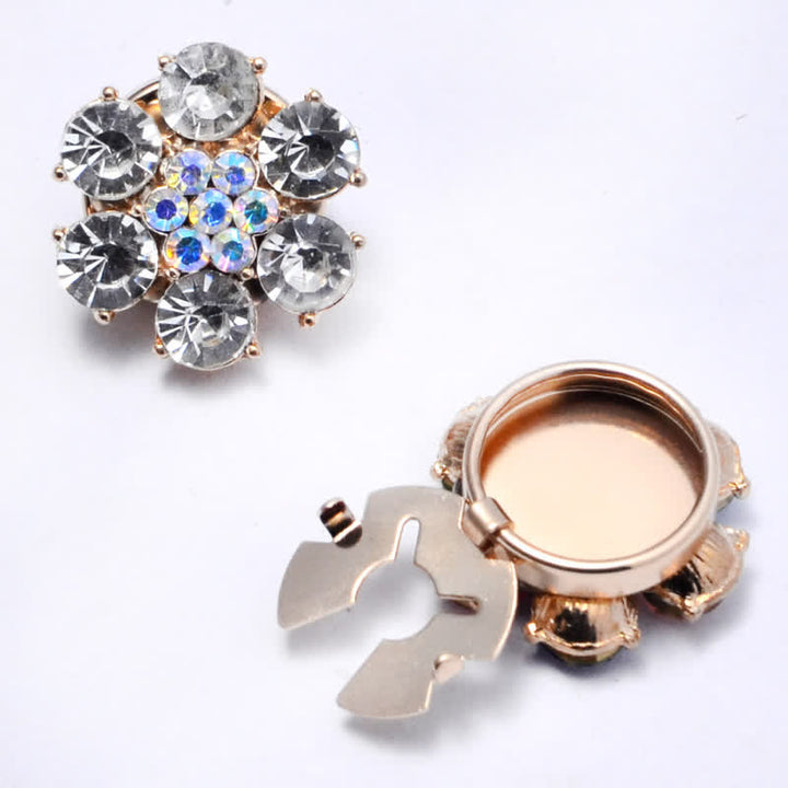 1 Pair Shiny Pearl Rhinestone Snap-On Button Covers