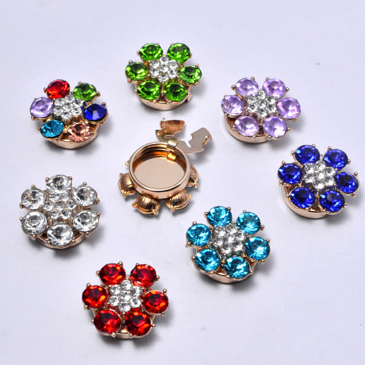 1 Pair Shiny Pearl Rhinestone Snap-On Button Covers