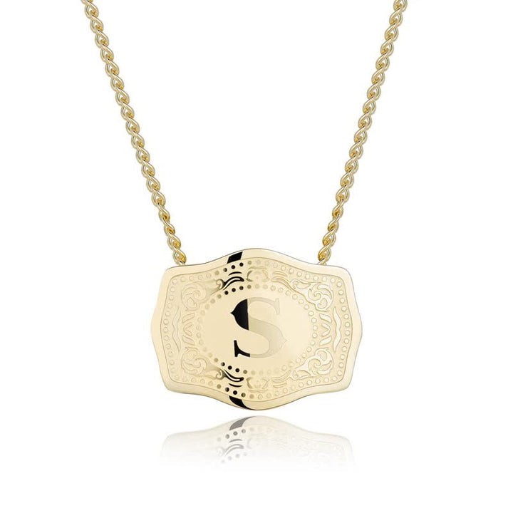 Gold Mini Embossed Initial Letter Necklace