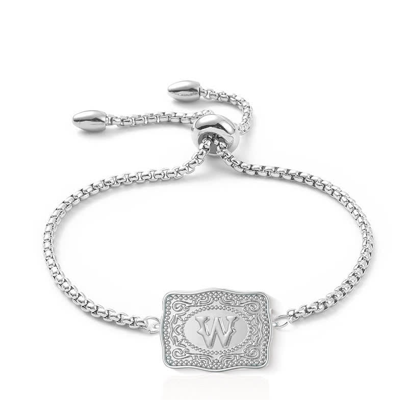 Silver Mini Embossed Initial Letter Bracelet - W - image 22