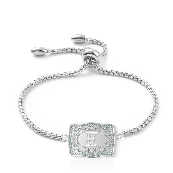 Silver Mini Embossed Initial Letter Bracelet - E - image 4
