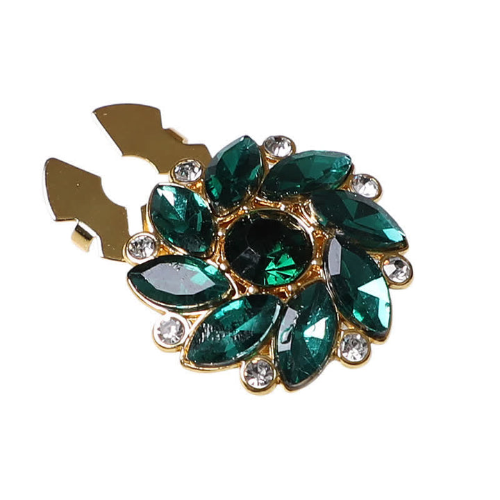 1 Pair Crystal Flower Rhinestone Snap-On Shirt Button Covers