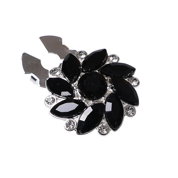 1 Pair Crystal Flower Rhinestone Snap-On Shirt Button Covers