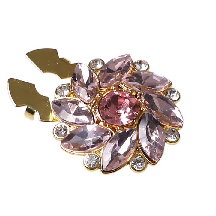 1 Pair Crystal Flower Rhinestone Snap-On Shirt Button Covers