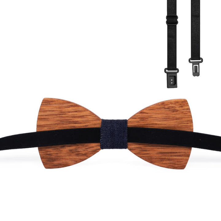Custom Name Men's Engraved Begonia Wood Wedding Bow Tie