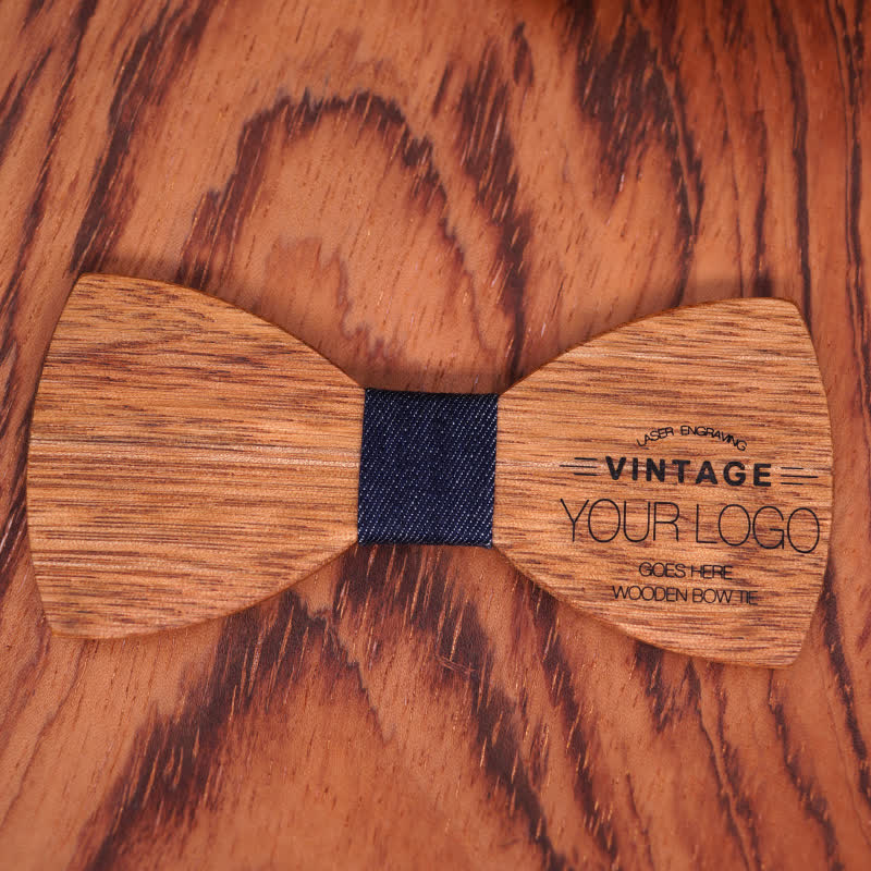 Custom Name Men's Engraved Begonia Wood Wedding Bow Tie - image 0