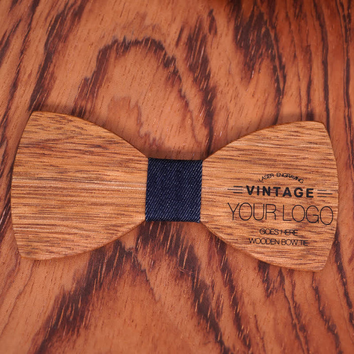 Custom Name Men's Engraved Begonia Wood Wedding Bow Tie - image 0
