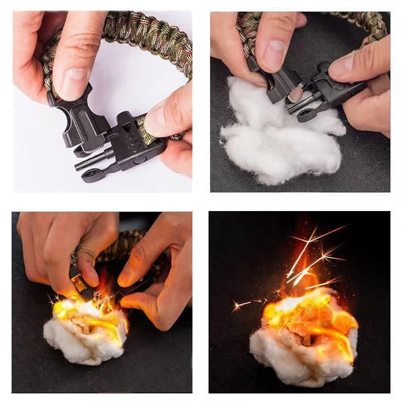 5 In 1 Survival Compass Whistle Multifunction Kit Bracelet