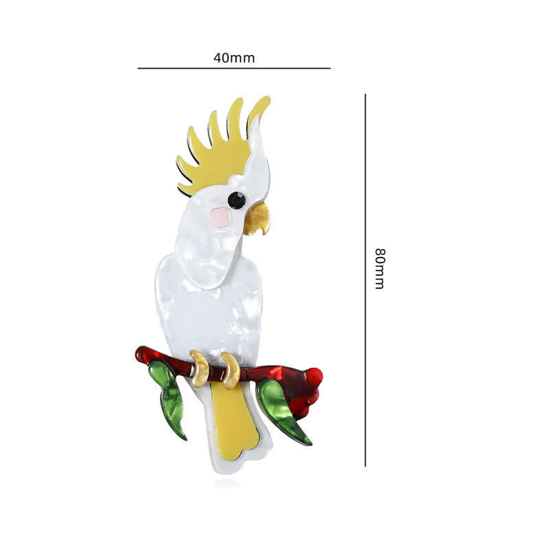White Parrot Bird Handmade Acrylic Brooch - image 6