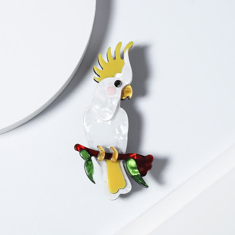 White Parrot Bird Handmade Acrylic Brooch - image 5