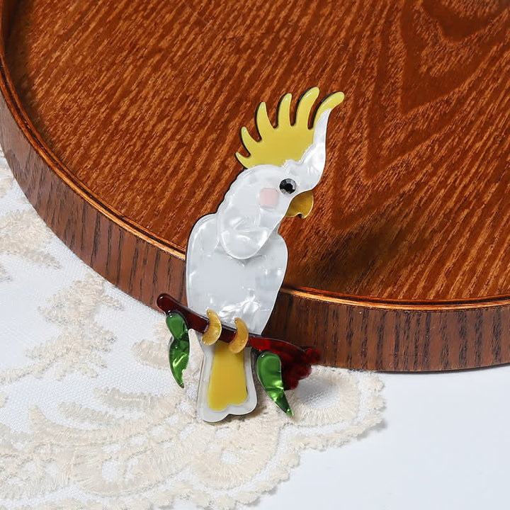 White Parrot Bird Handmade Acrylic Brooch - image 4