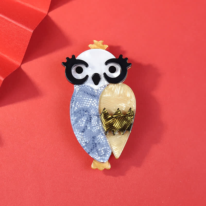 Cute Blue Owl Bird Handmade Acrylic Brooch - Sky Blue - image 1