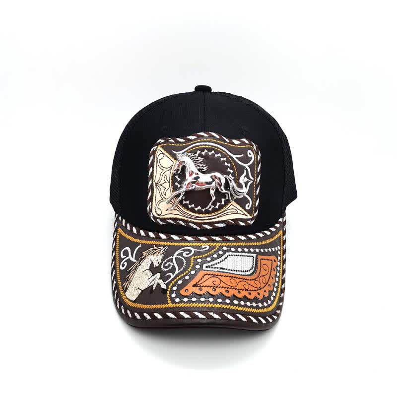 Black 3d Metal Pattern Western Ethnic Fashion Mexican Truck Hat (Pre-Sale) - image 9