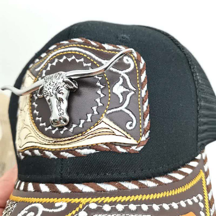 Black 3d Metal Pattern Western Ethnic Fashion Mexican Truck Hat (Pre-Sale) - image 4