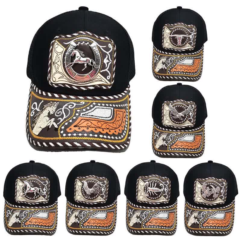 Black 3d Metal Pattern Western Ethnic Fashion Mexican Truck Hat (Pre-Sale) - image 2
