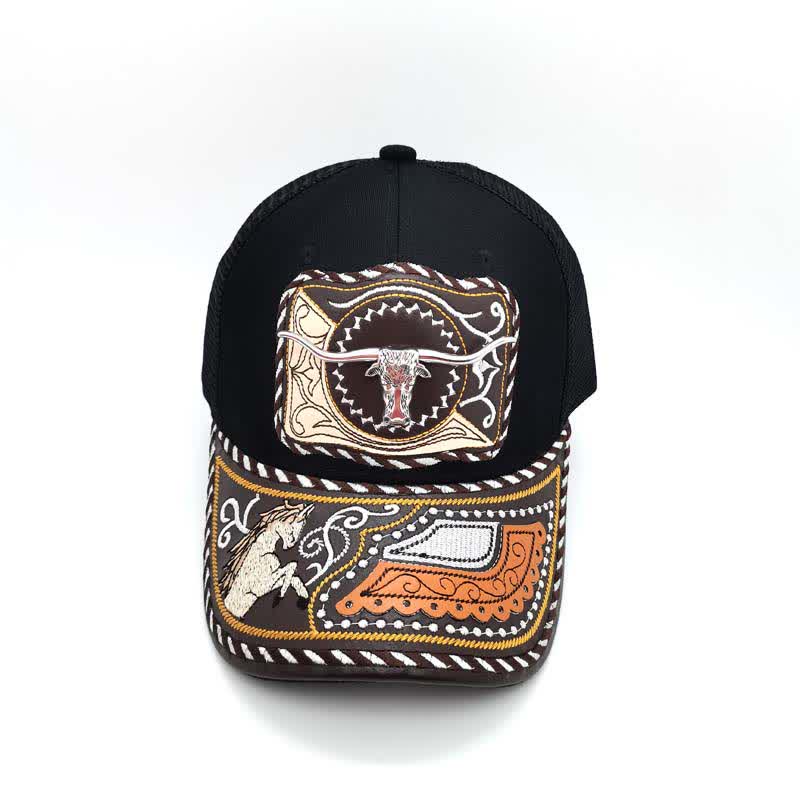 Black 3d Metal Pattern Western Ethnic Fashion Mexican Truck Hat (Pre-Sale) - image 3