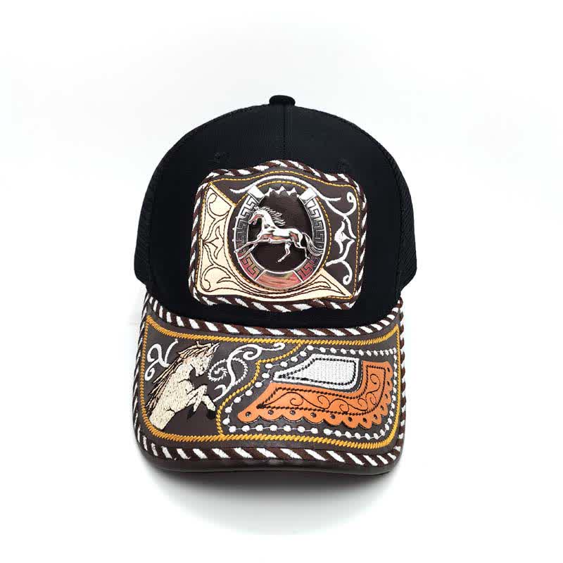 Black 3d Metal Pattern Western Ethnic Fashion Mexican Truck Hat (Pre-Sale) - image 7