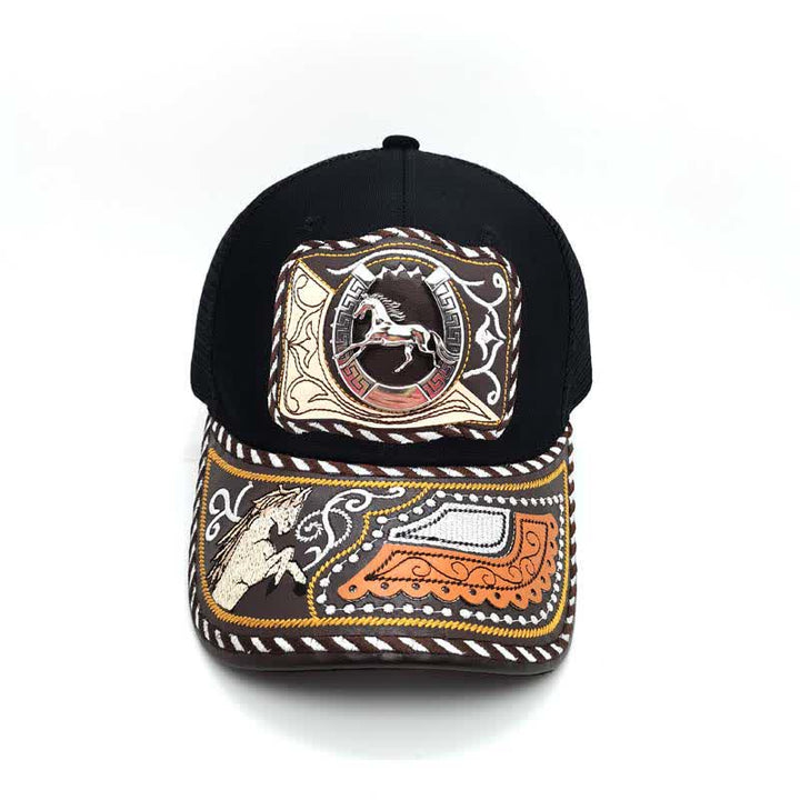 Black 3d Metal Pattern Western Ethnic Fashion Mexican Truck Hat (Pre-Sale) - image 7