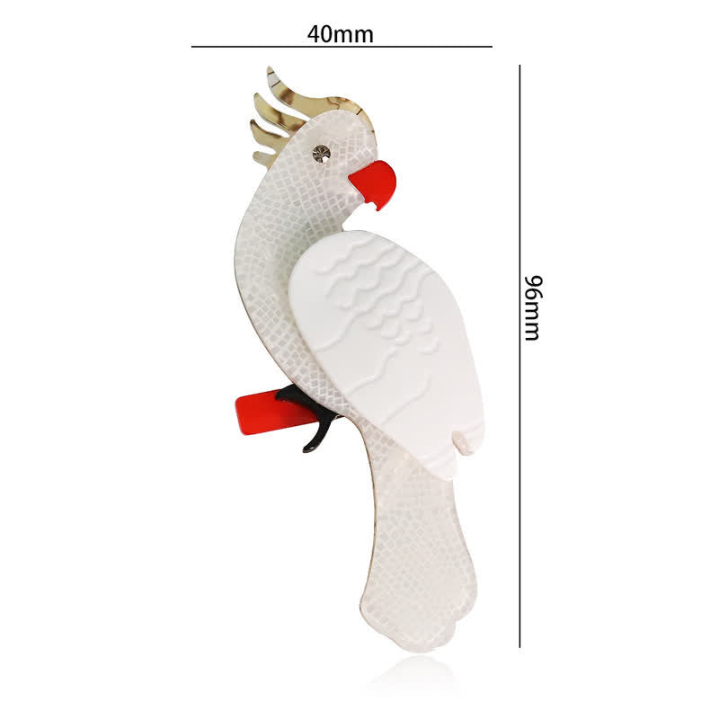 White Parrot Cartoon Bird Handmade Acrylic Brooch - image 5
