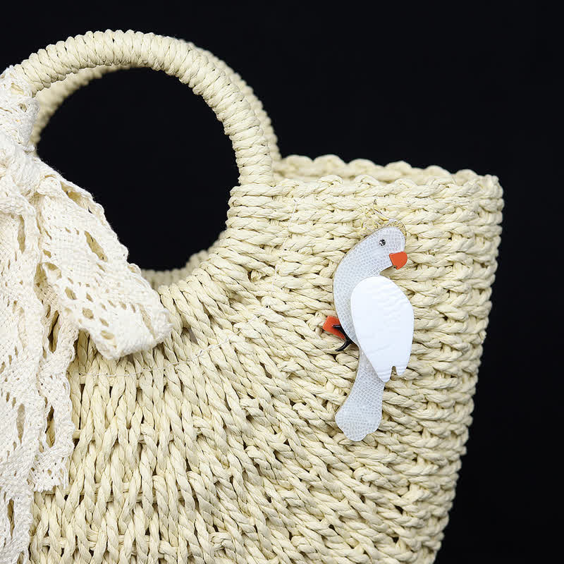 White Parrot Cartoon Bird Handmade Acrylic Brooch - image 4