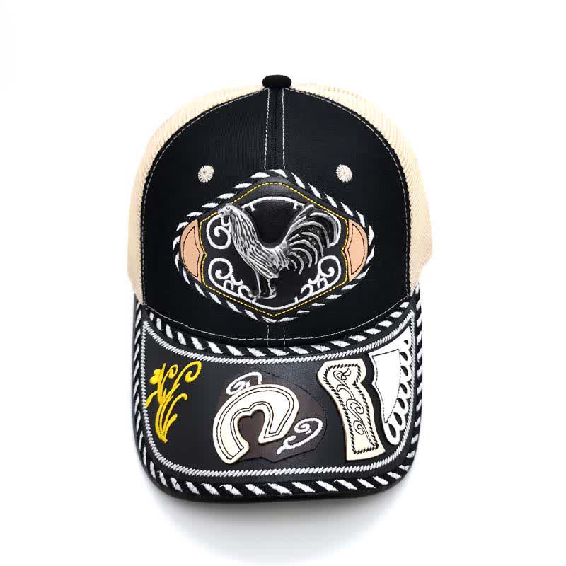 Black 3d Metal Decor Ethnic Mexican Beige Mesh Truck Hat (Pre-Sale) - image 7