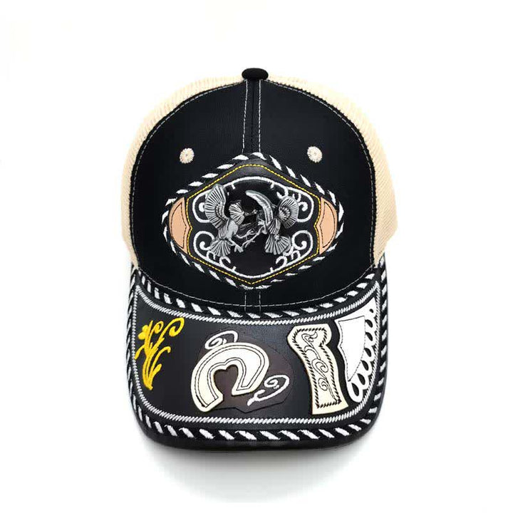 Black 3d Metal Decor Ethnic Mexican Beige Mesh Truck Hat (Pre-Sale) - image 11