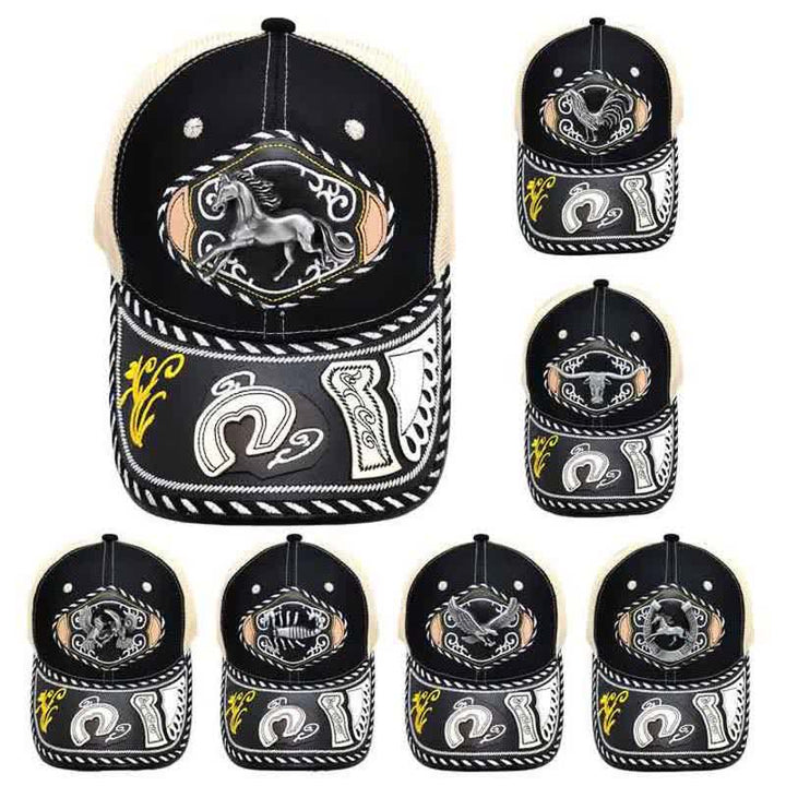 Black 3d Metal Decor Ethnic Mexican Beige Mesh Truck Hat (Pre-Sale) - image 2