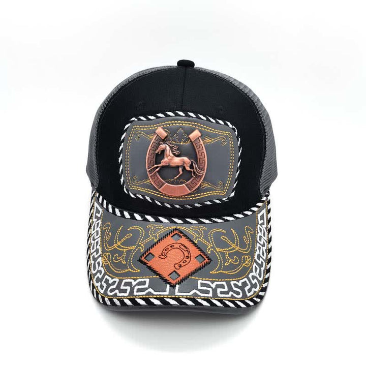 Copper Color 3d Metal Decor Ethnic Mexican Gray Mesh Truck Hat (Pre-Sale) - image 2