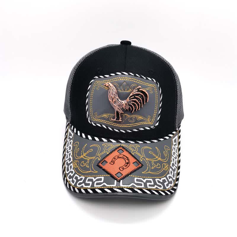 Copper Color 3d Metal Decor Ethnic Mexican Gray Mesh Truck Hat (Pre-Sale) - image 10