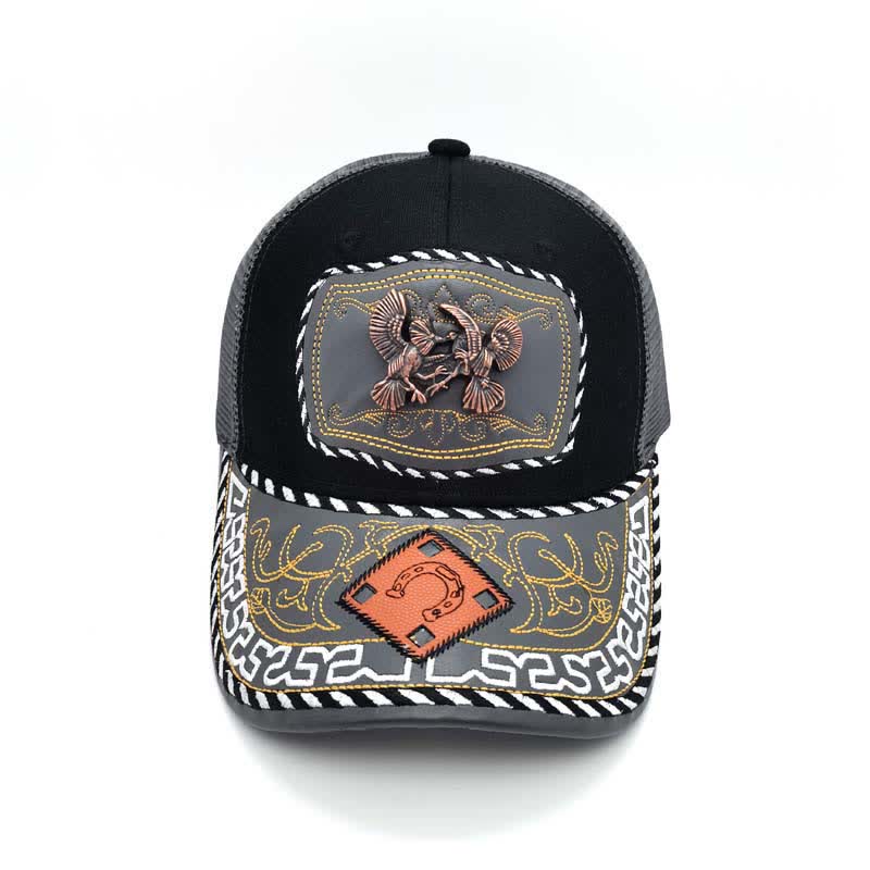 Copper Color 3d Metal Decor Ethnic Mexican Gray Mesh Truck Hat (Pre-Sale) - image 12