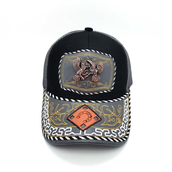 Copper Color 3d Metal Decor Ethnic Mexican Gray Mesh Truck Hat (Pre-Sale) - image 12