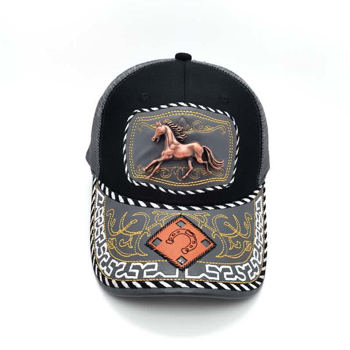 Copper Color 3d Metal Decor Ethnic Mexican Gray Mesh Truck Hat (Pre-Sale) - image 4