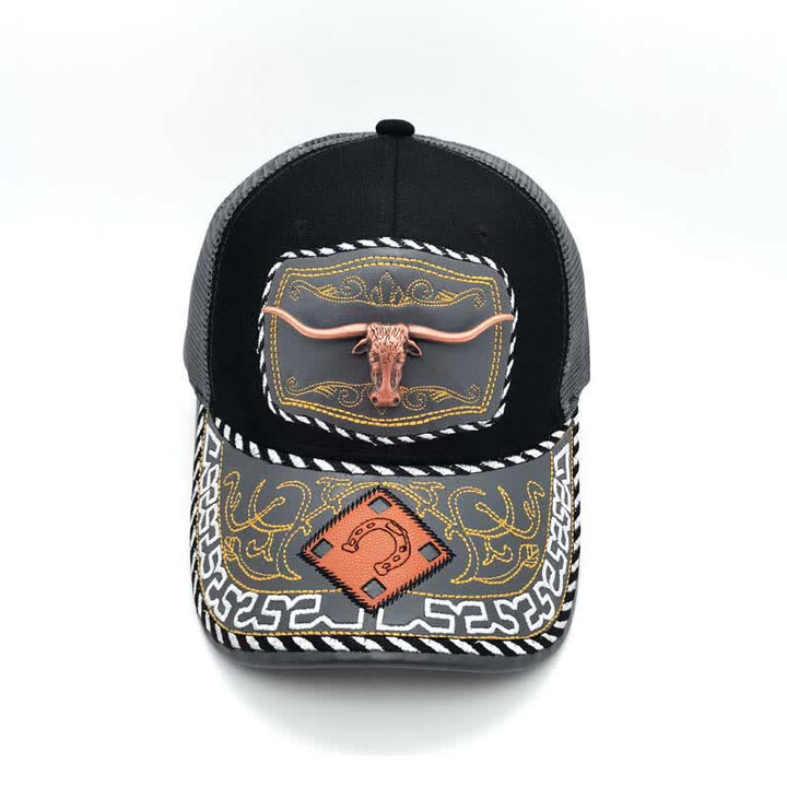 Copper Color 3d Metal Decor Ethnic Mexican Gray Mesh Truck Hat (Pre-Sale) - image 6